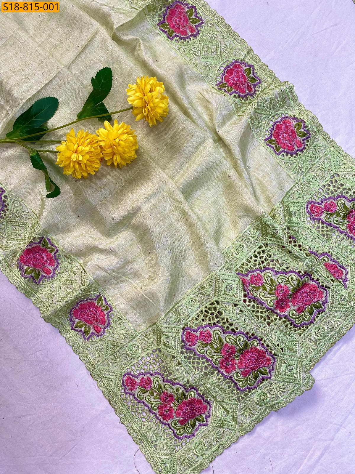 Pista Green Soft Tussar silk sarees