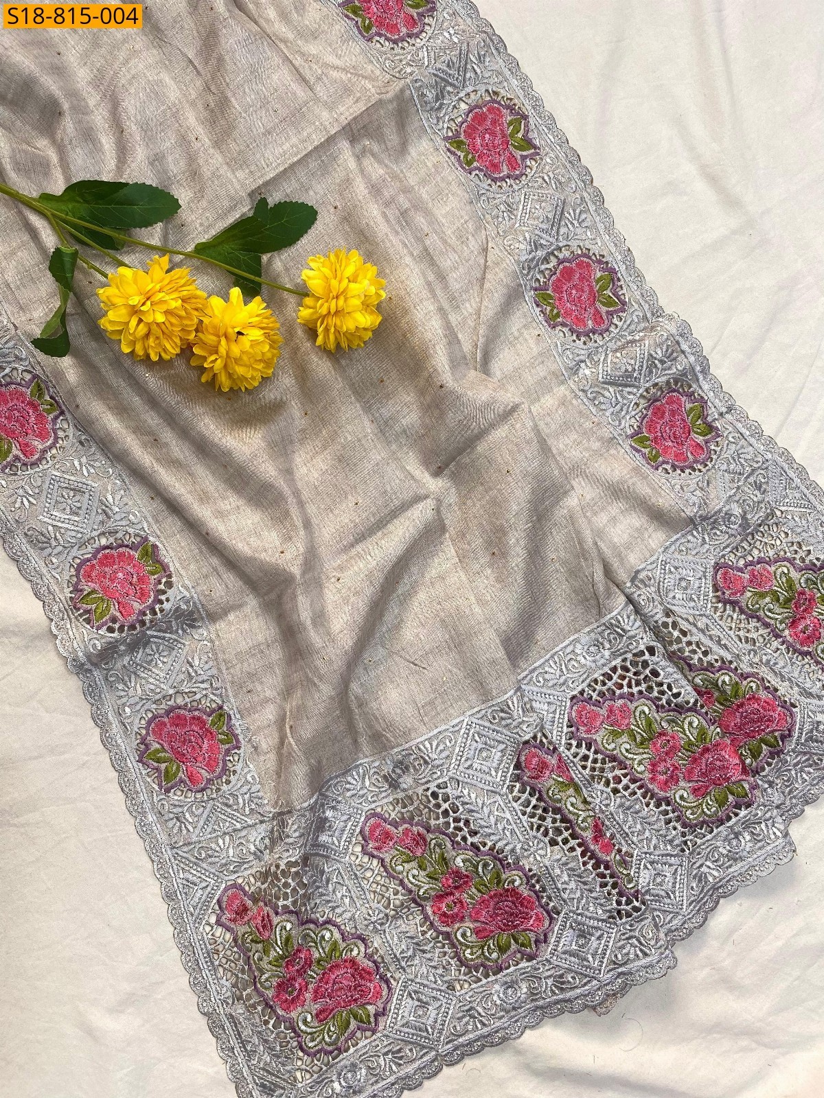 Light Brown Soft Tussar silk sarees