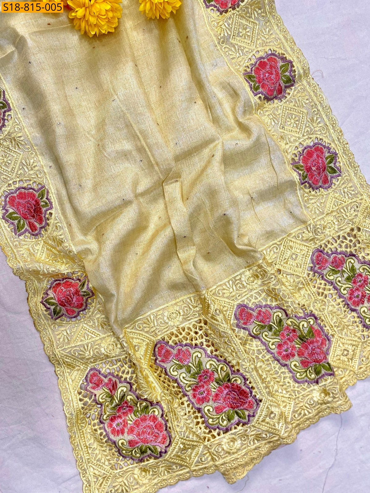 Light Yellow Soft Tussar silk sarees