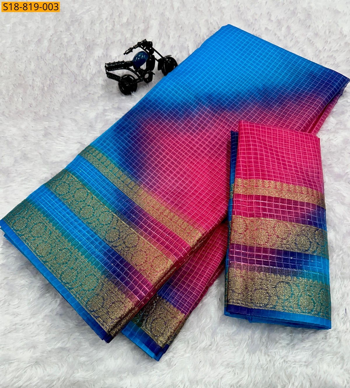 Blue Fancy Organza sarees