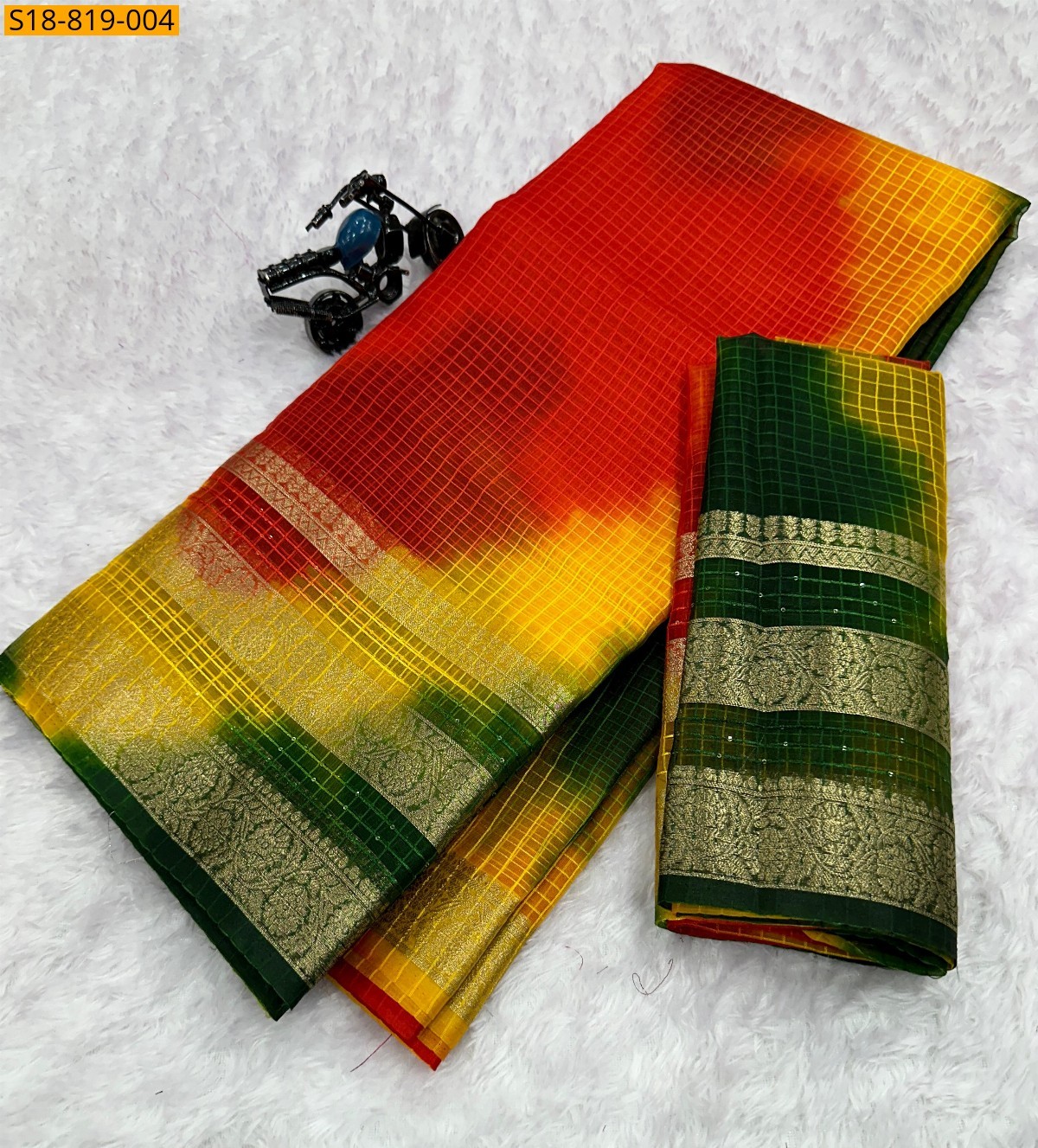 Red Fancy Organza sarees