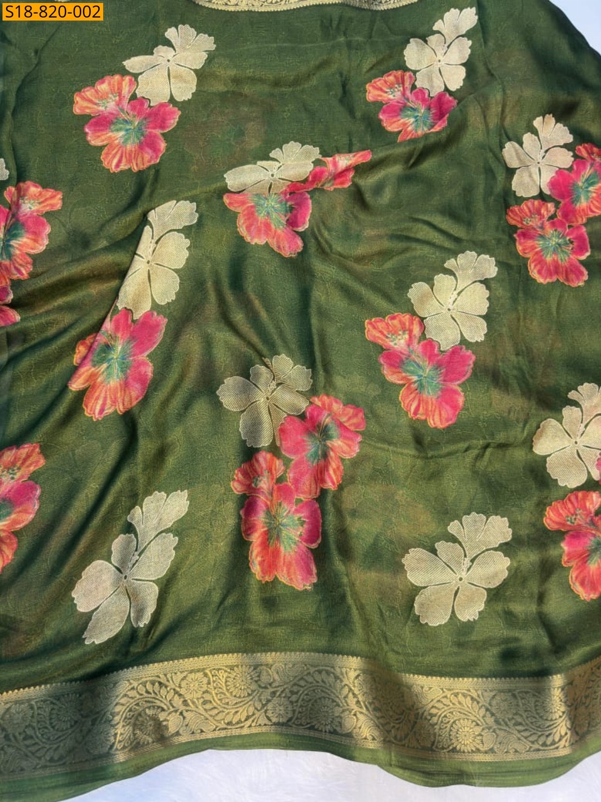 Green Fancy Marshmellow sarees