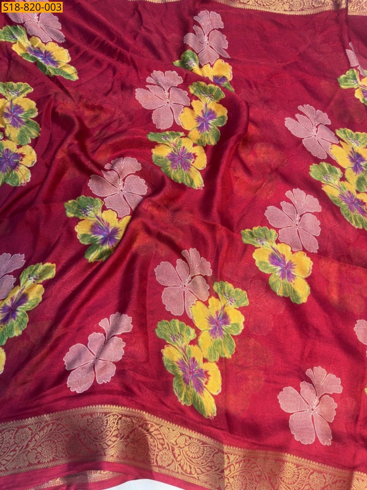 Red Fancy Marshmellow sarees