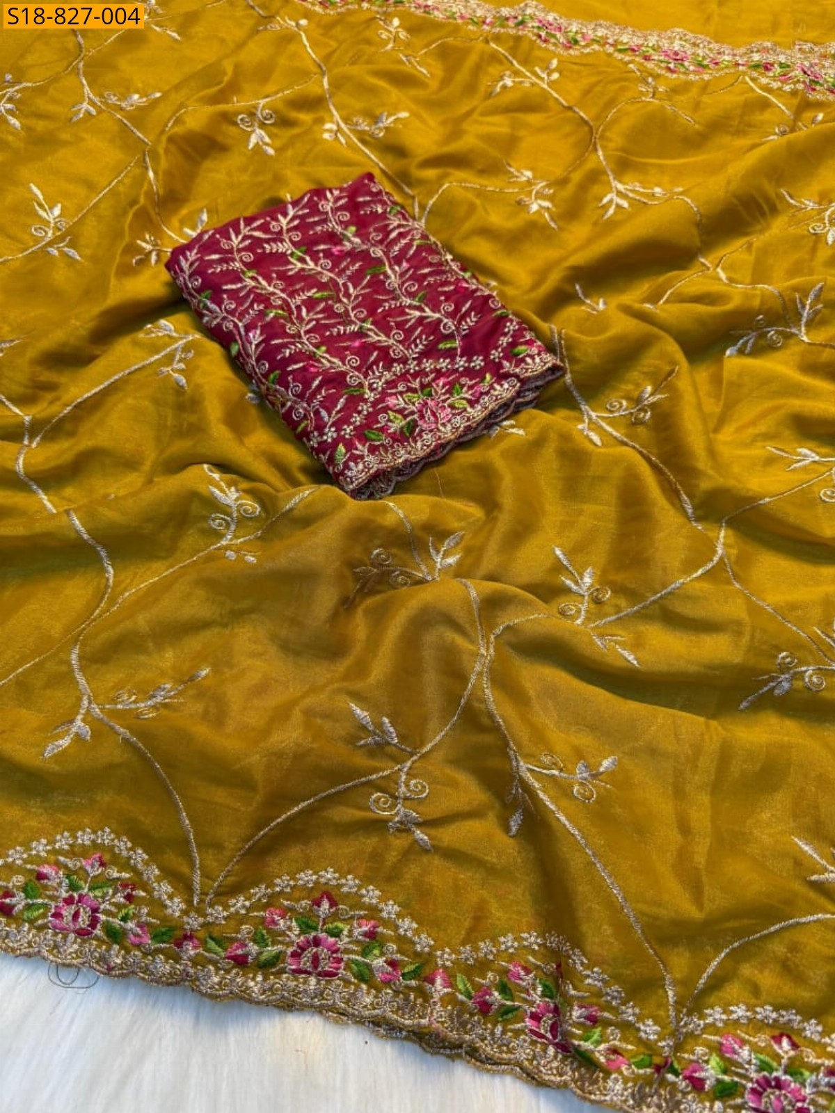 Mustard Star Georgette Saree