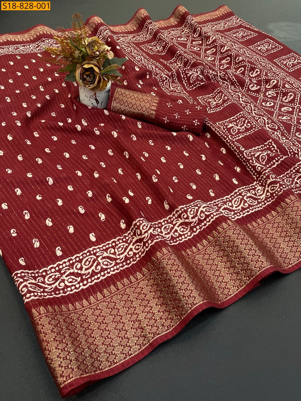 Maroon Fancy Dola Doby Silk Saree