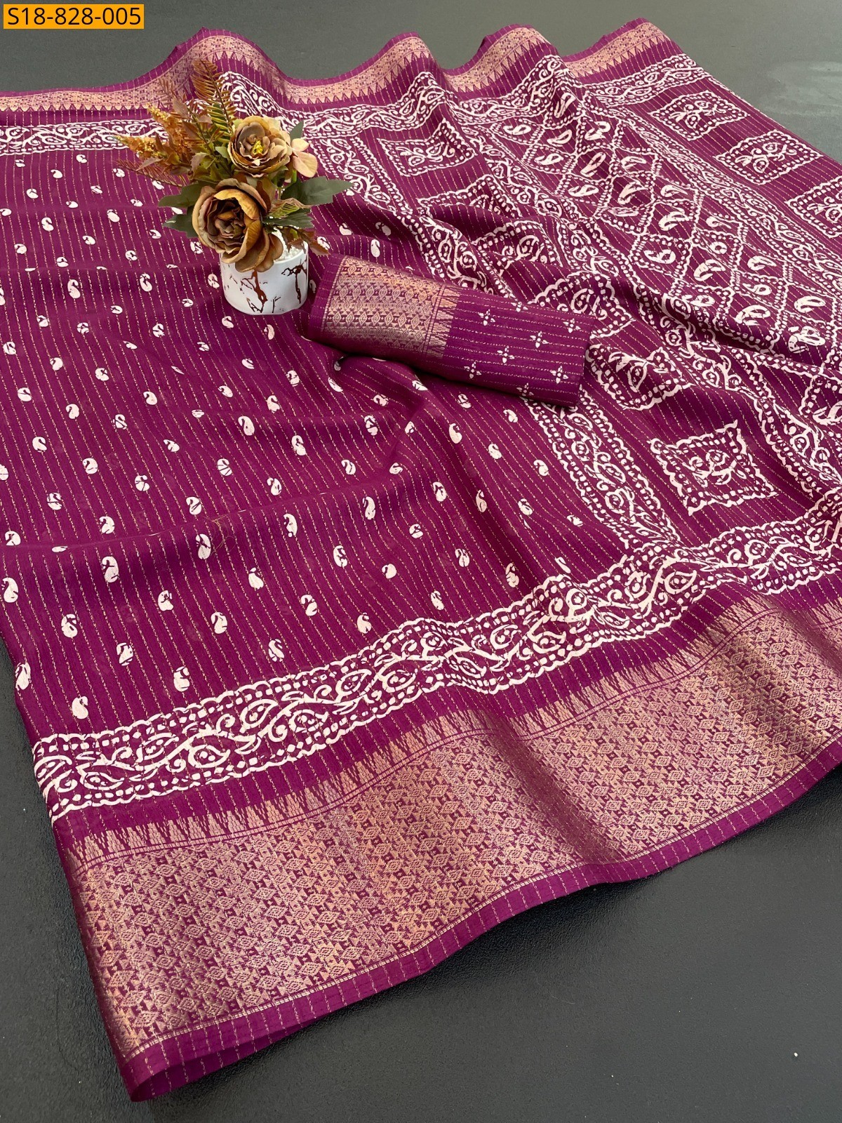 Magenta Fancy Dola Doby Silk Saree