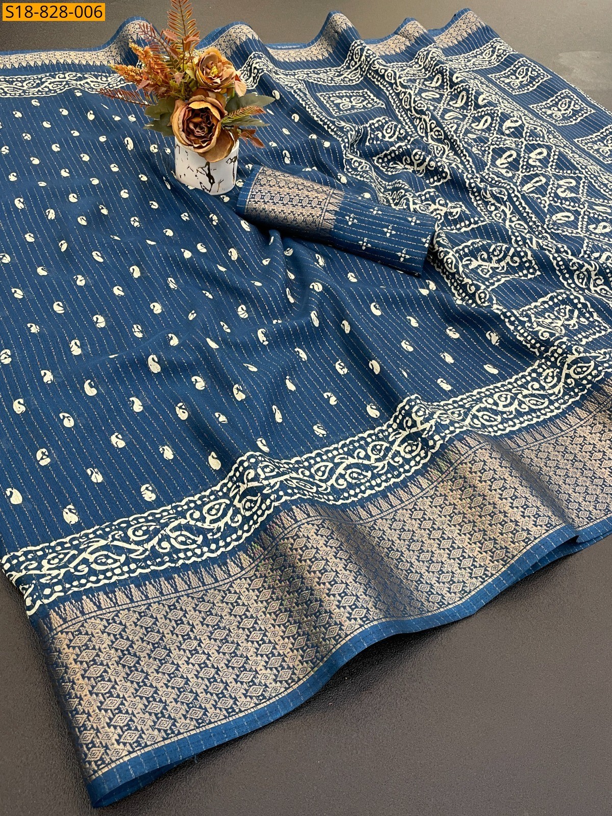 Green Fancy Dola Doby Silk Saree