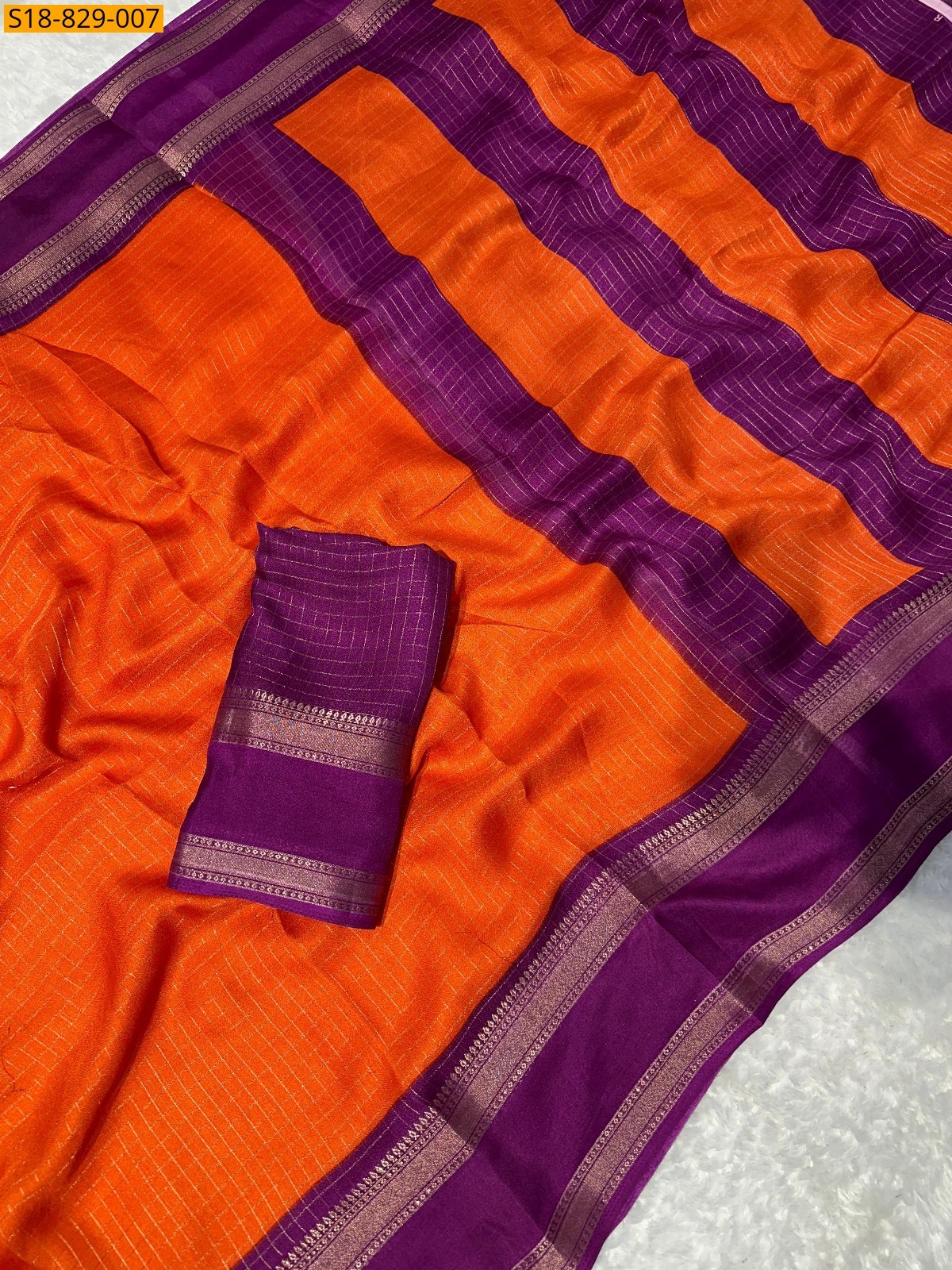 Orange Fancy Mysore Silk Sarees