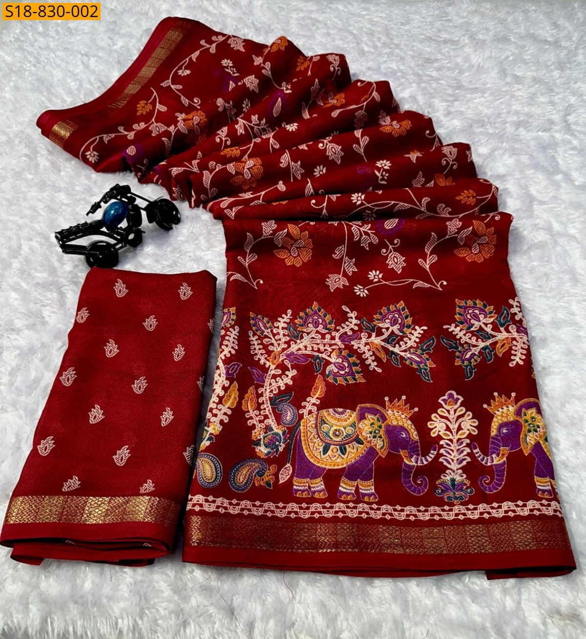 Red Fancy Georgette Sarees