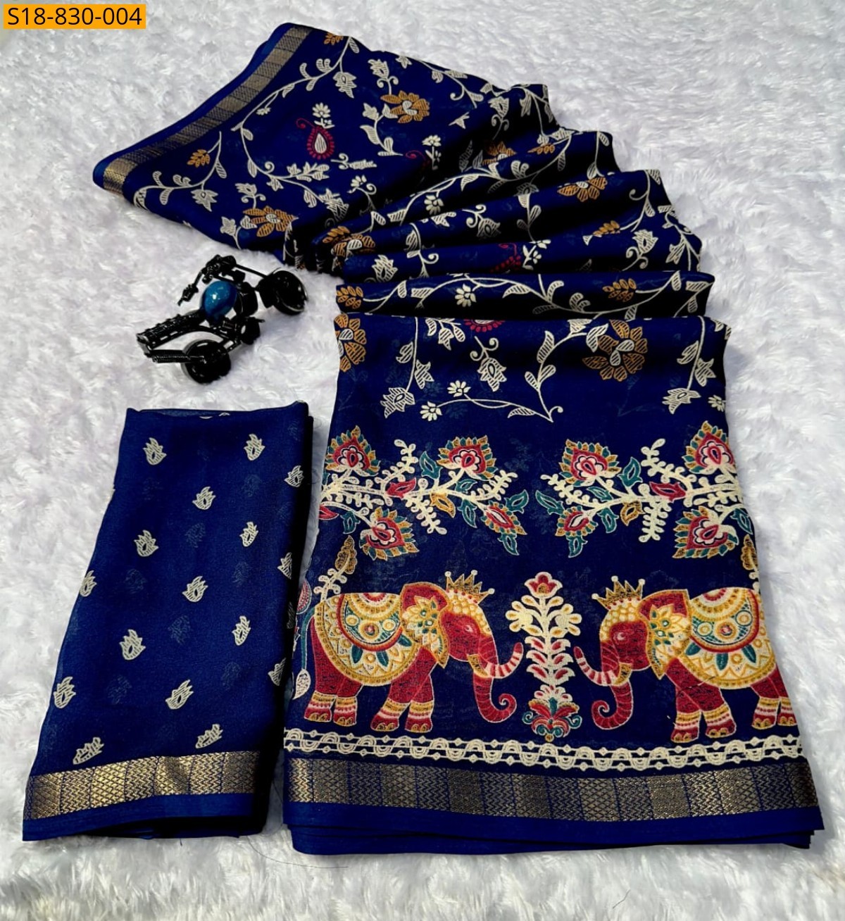 Blue Fancy Georgette Sarees