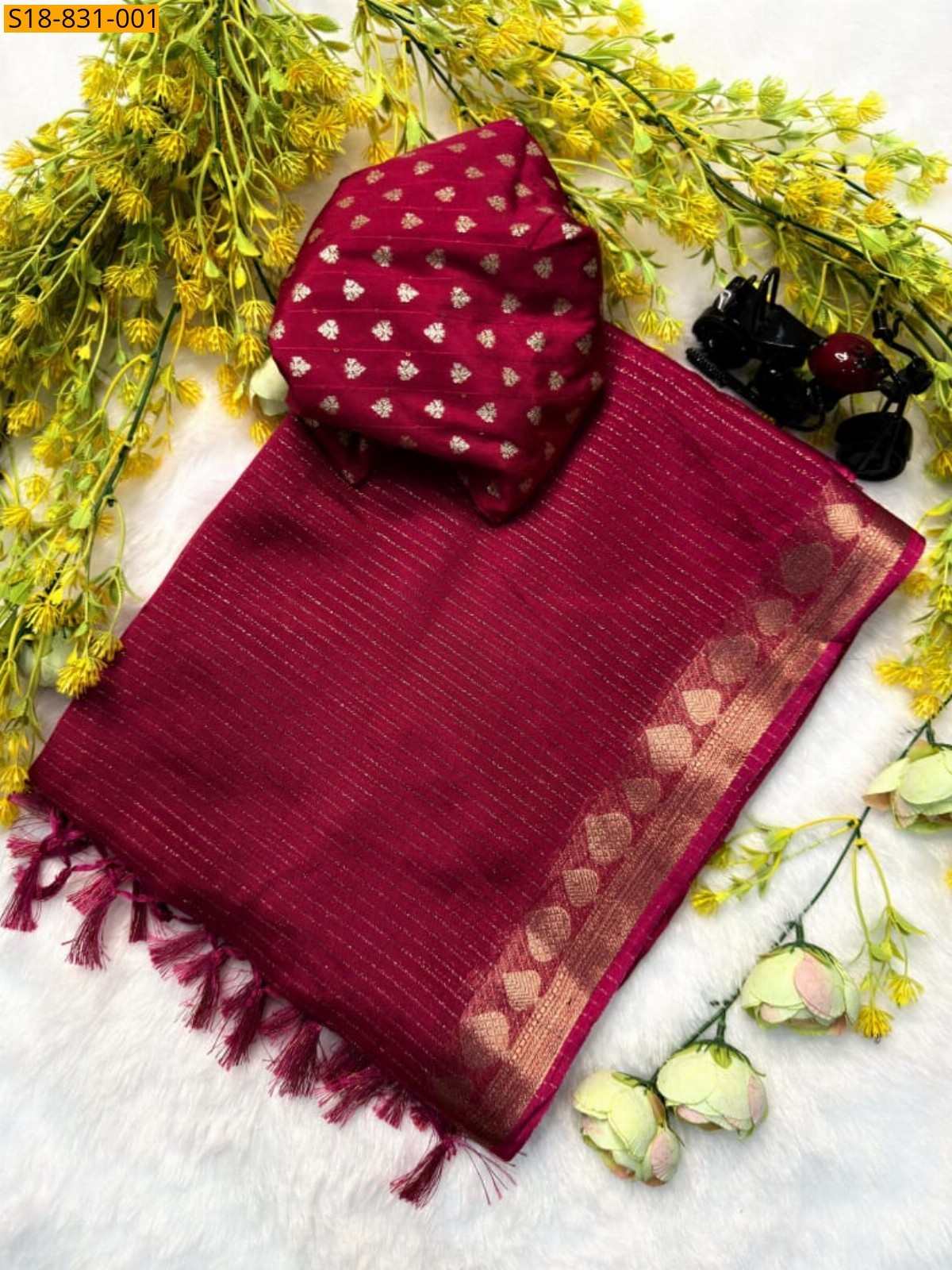 Pink Fancy Viscose Chinnon Silk Sarees