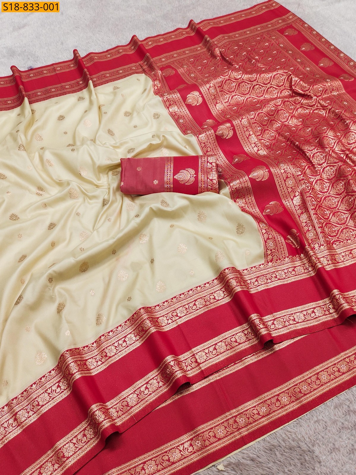 Half White Fancy Banarasi silk saree