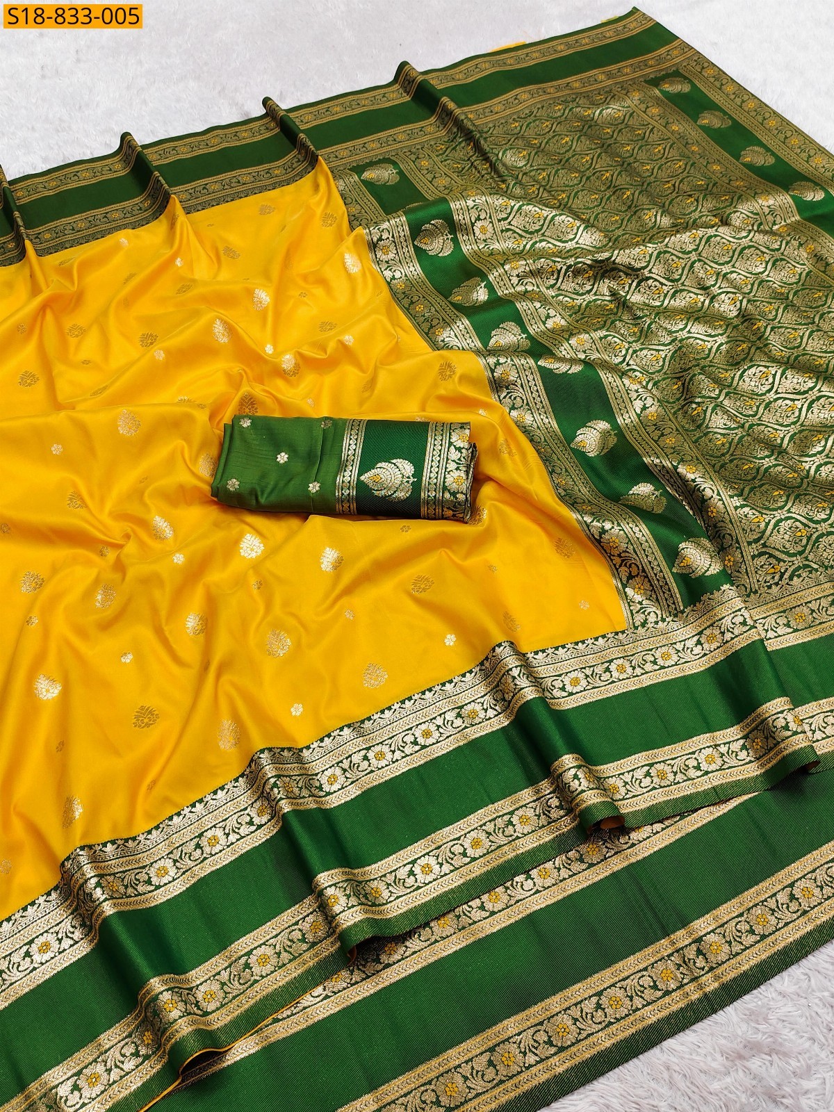 Yellow Fancy Banarasi silk saree