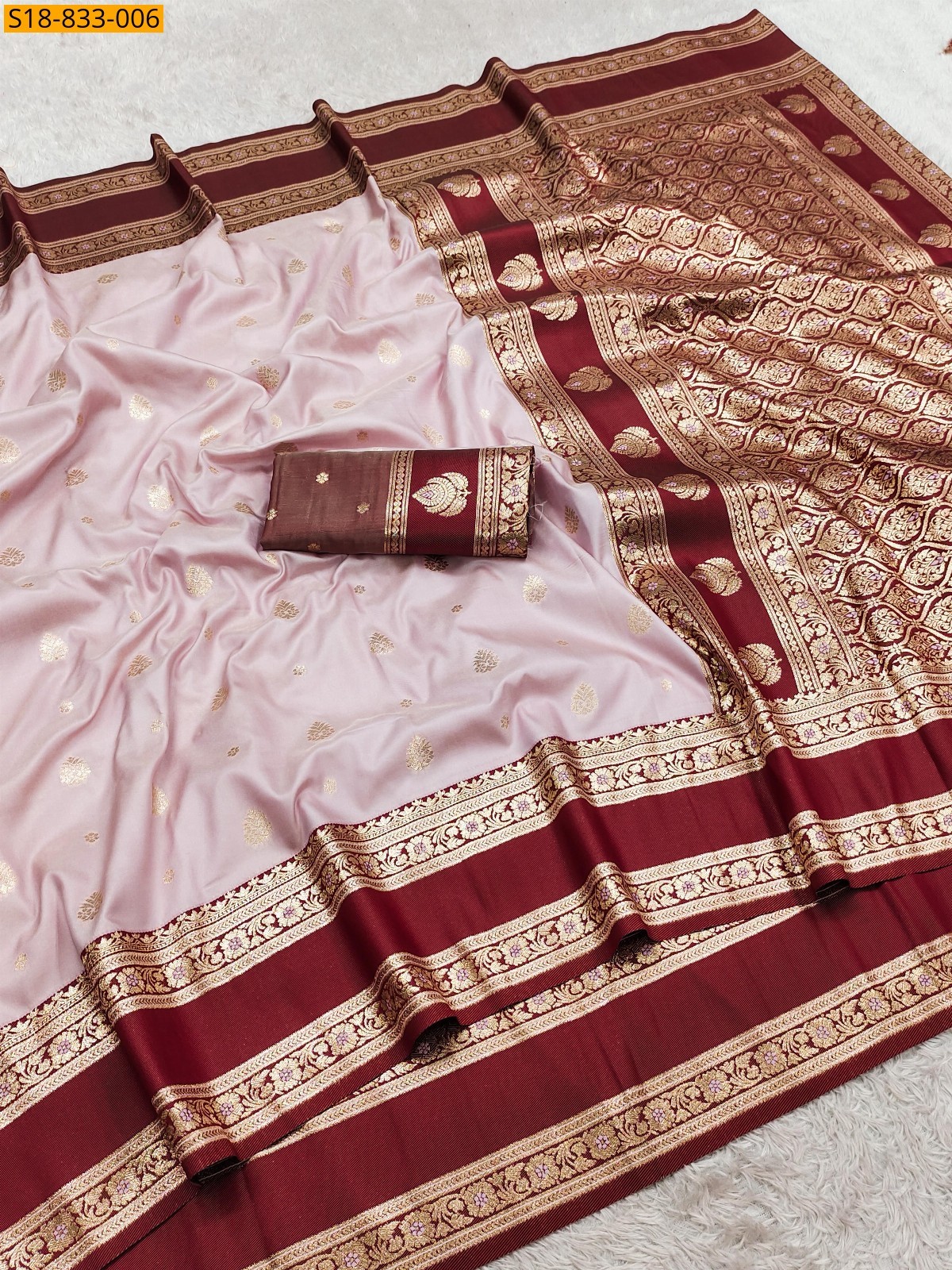 Light pink Fancy Banarasi silk saree