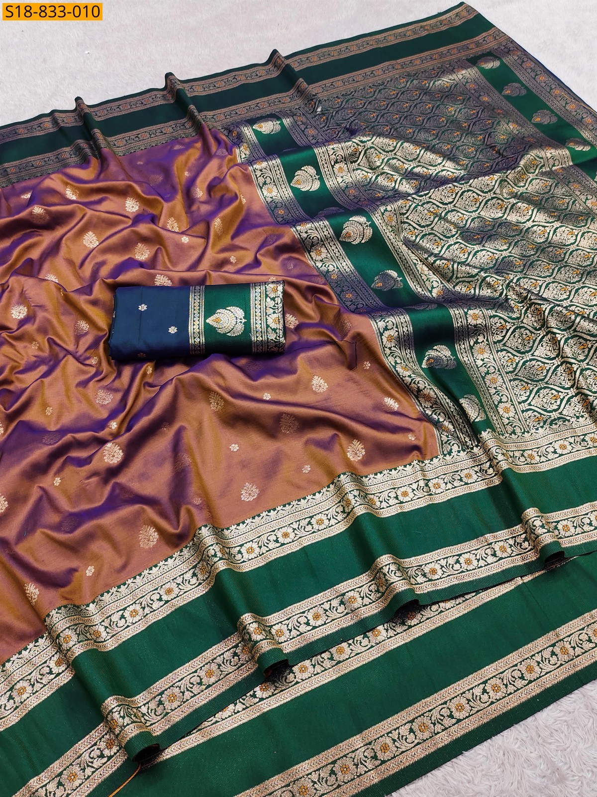 Brown Fancy Banarasi silk saree