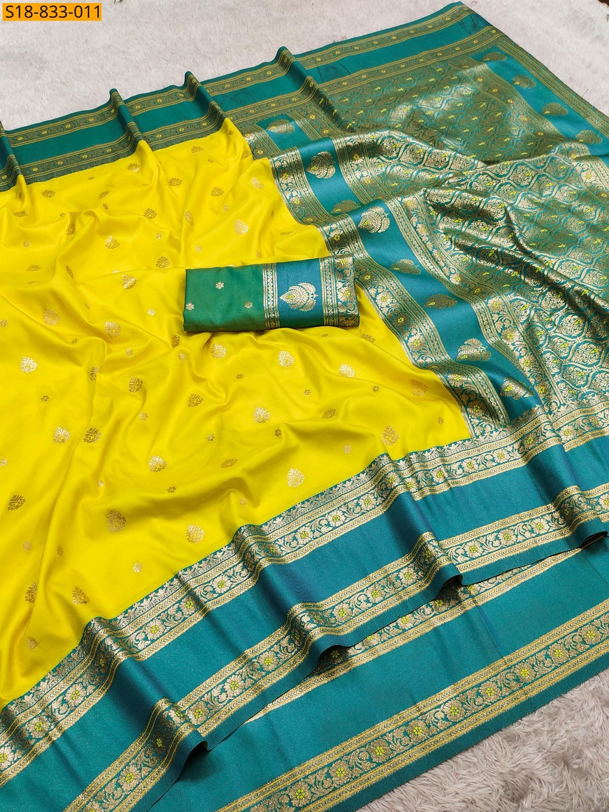 Yellow Fancy Banarasi silk saree