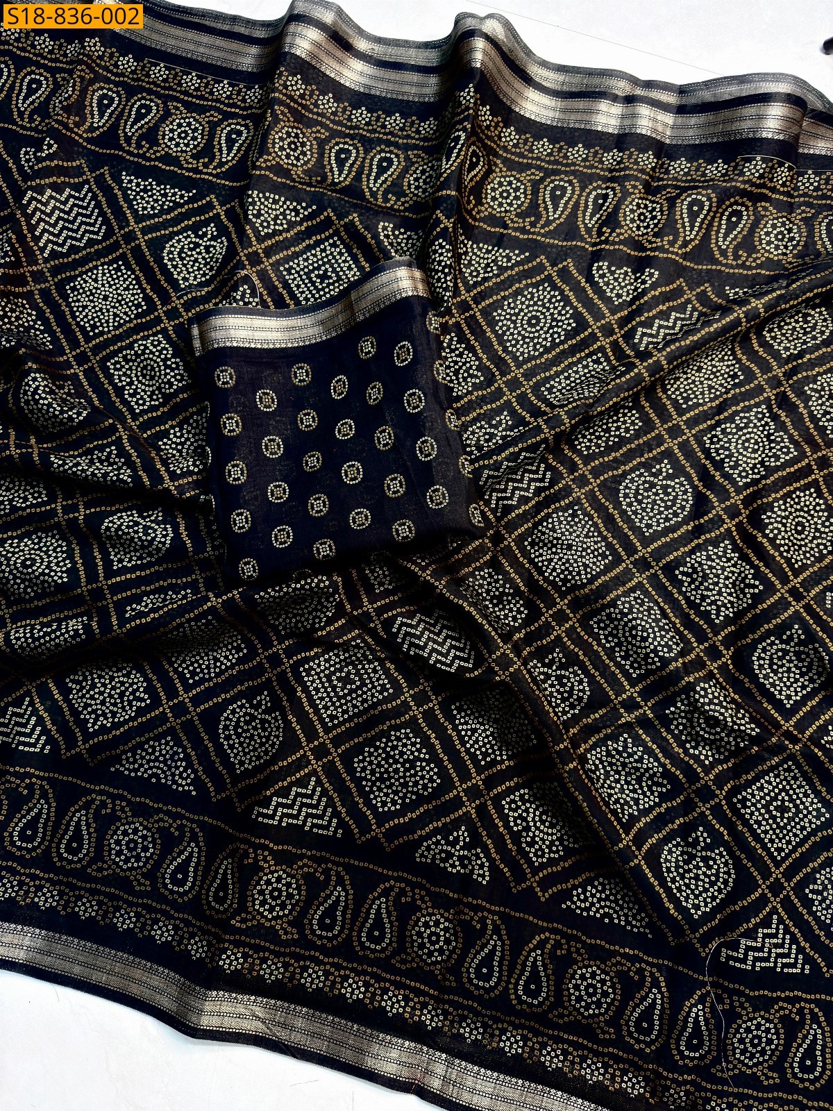 Black Fancy Mangalgiri Viscose Silk Saree