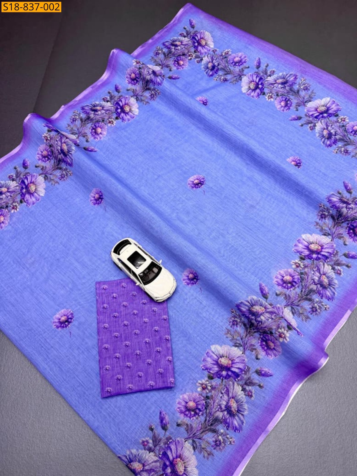 Violet Fancy Linen Saree