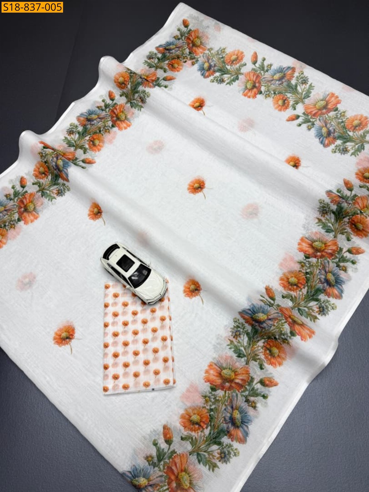 White Fancy Linen Saree