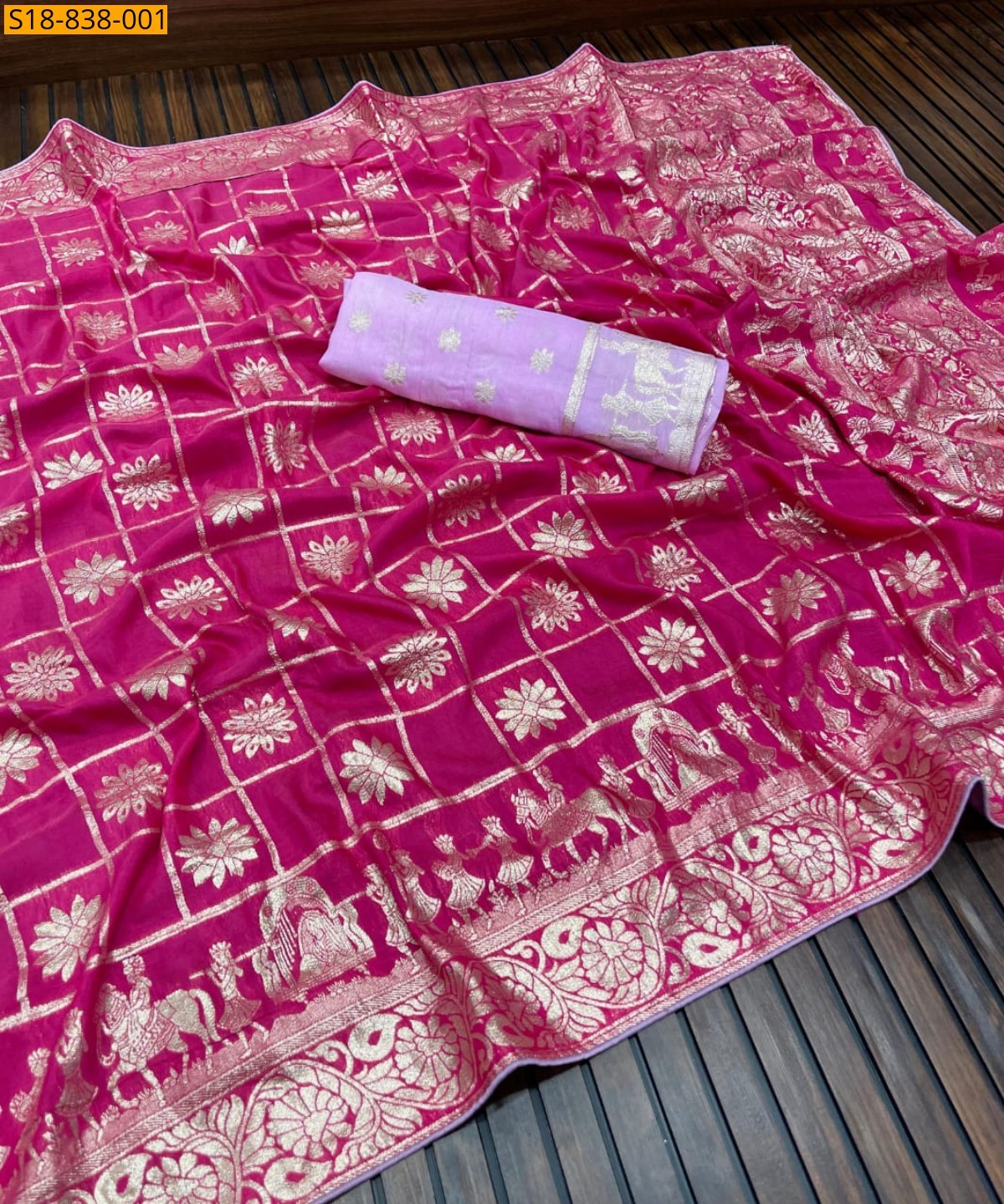 Pink Fancy Naylon Viscose Slub Muslin Silk Saree