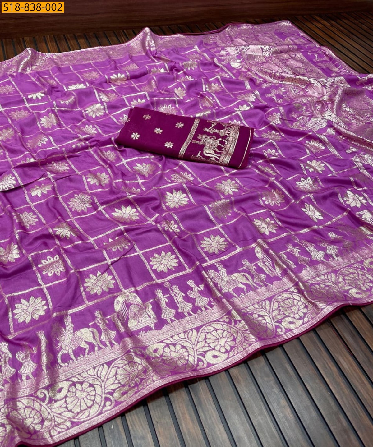 Purple Fancy Naylon Viscose Slub Muslin Silk Saree