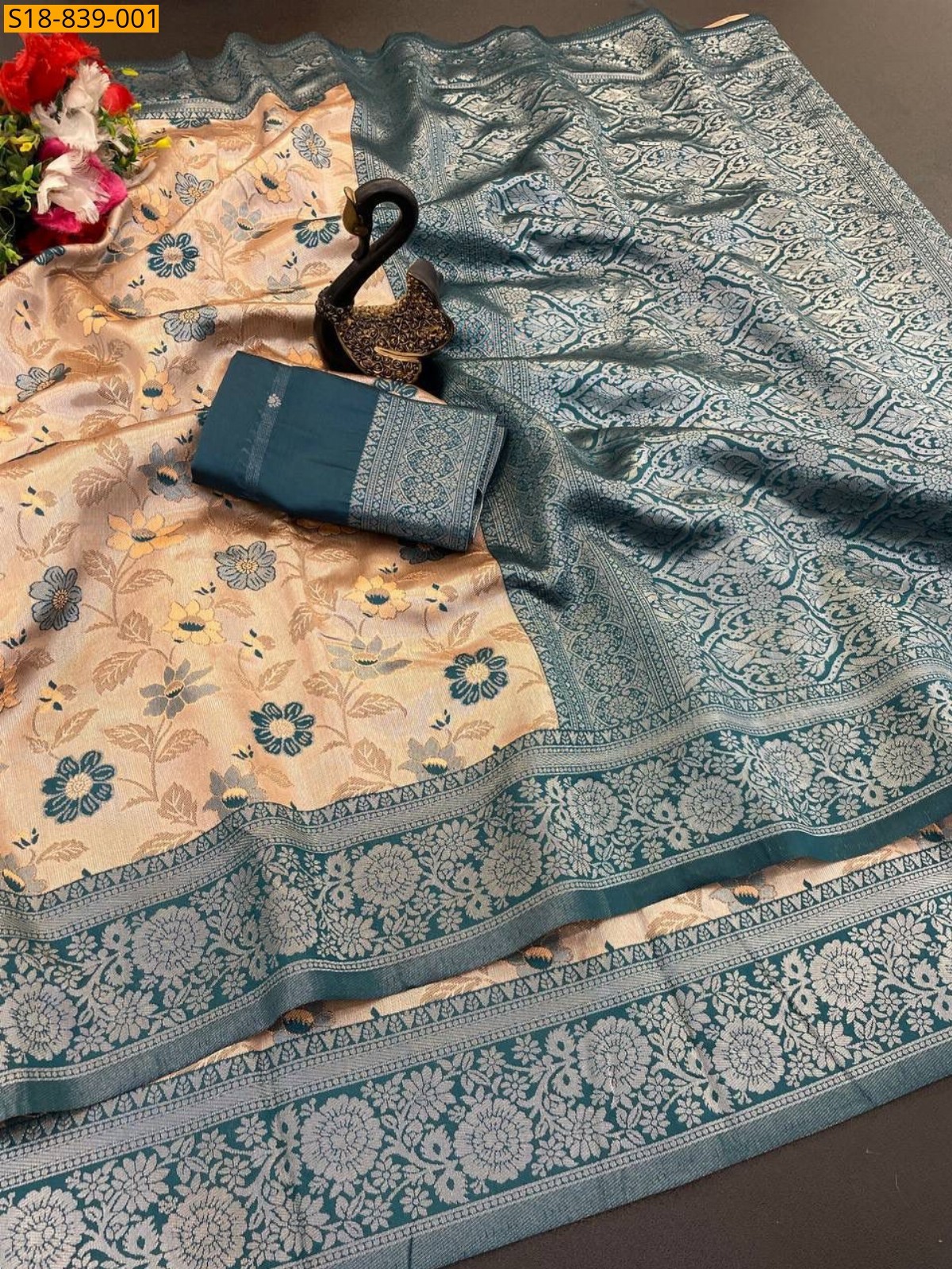 Peach Fancy Tissue Silk Saree
