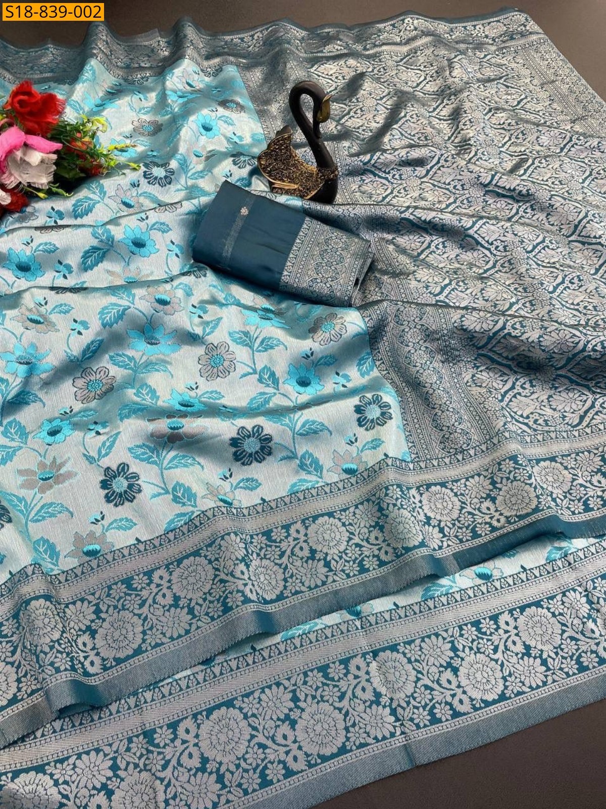 Blue Fancy Tissue Silk Saree