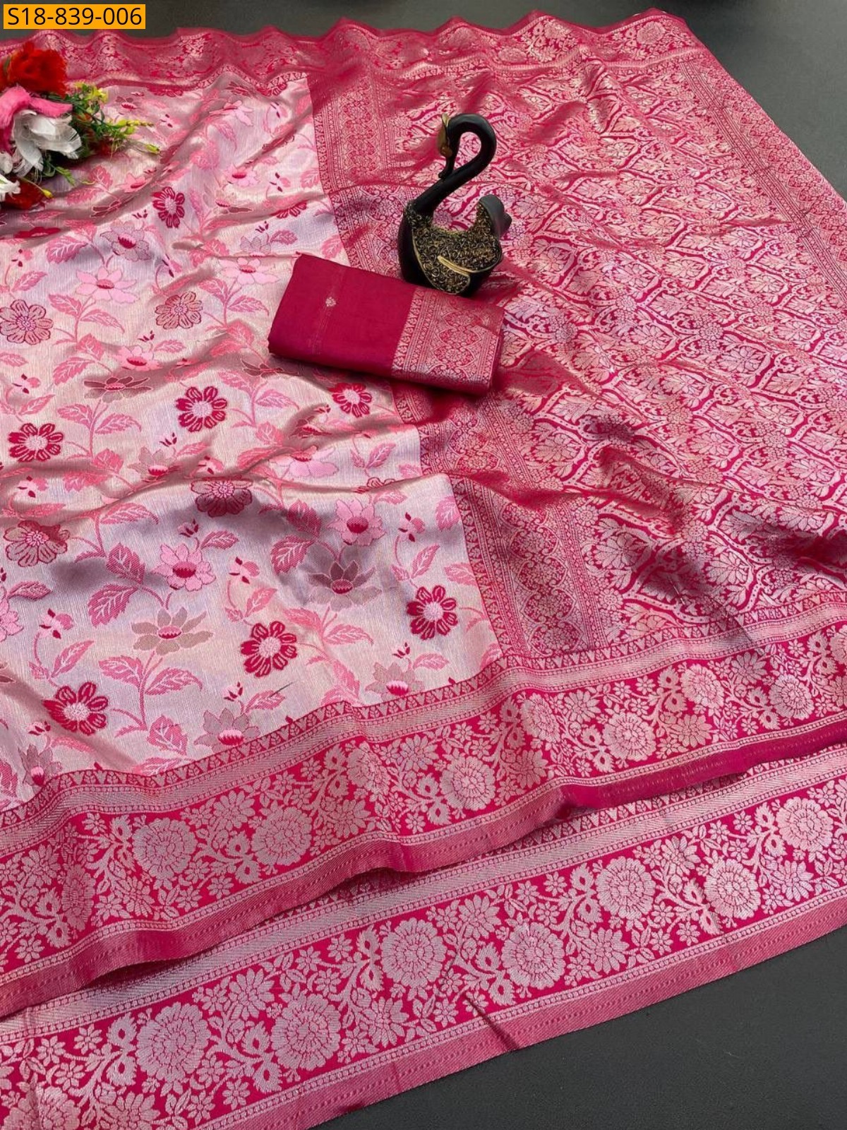 Red Fancy Tissue Silk Saree