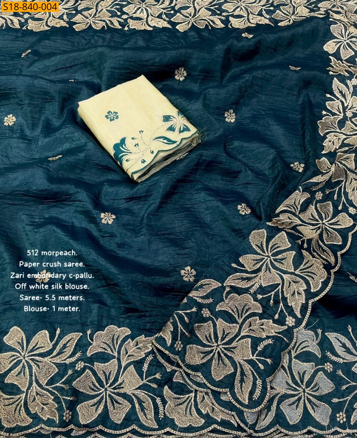 Morpitch Fancy Emboridery Paper Crush Saree
