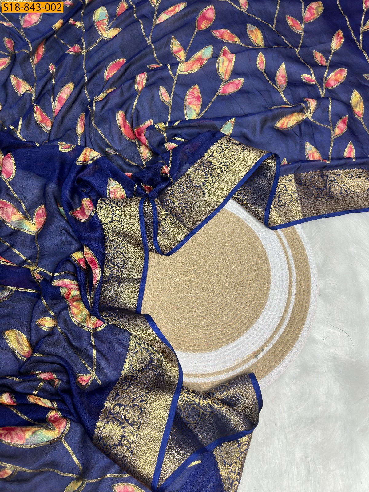 Blue Fancy Marshmellow Saree
