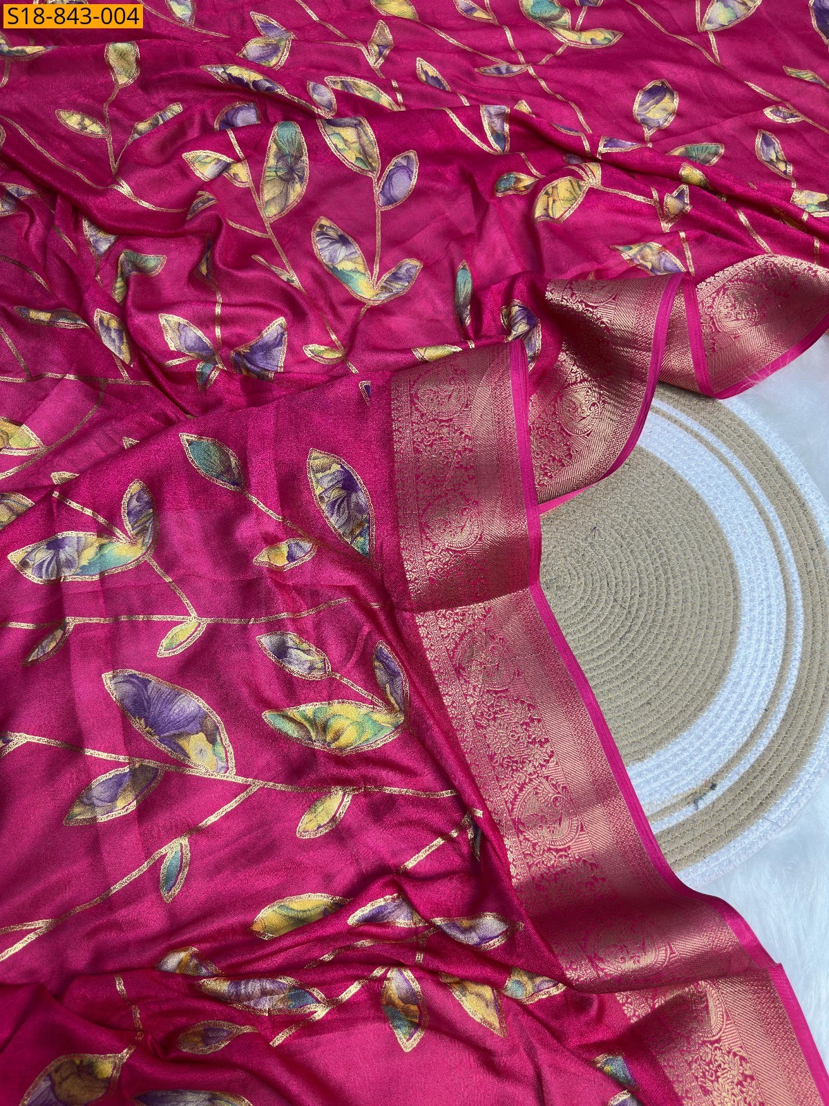 Rani pink Fancy Marshmellow Saree
