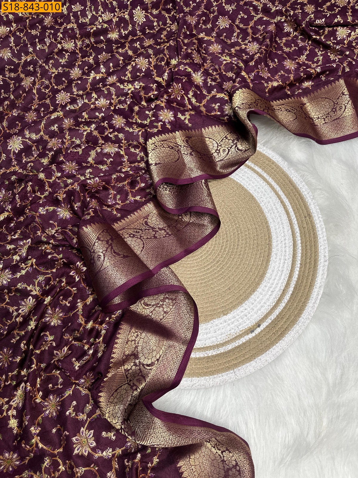 Maroon Fancy Marshmellow Saree