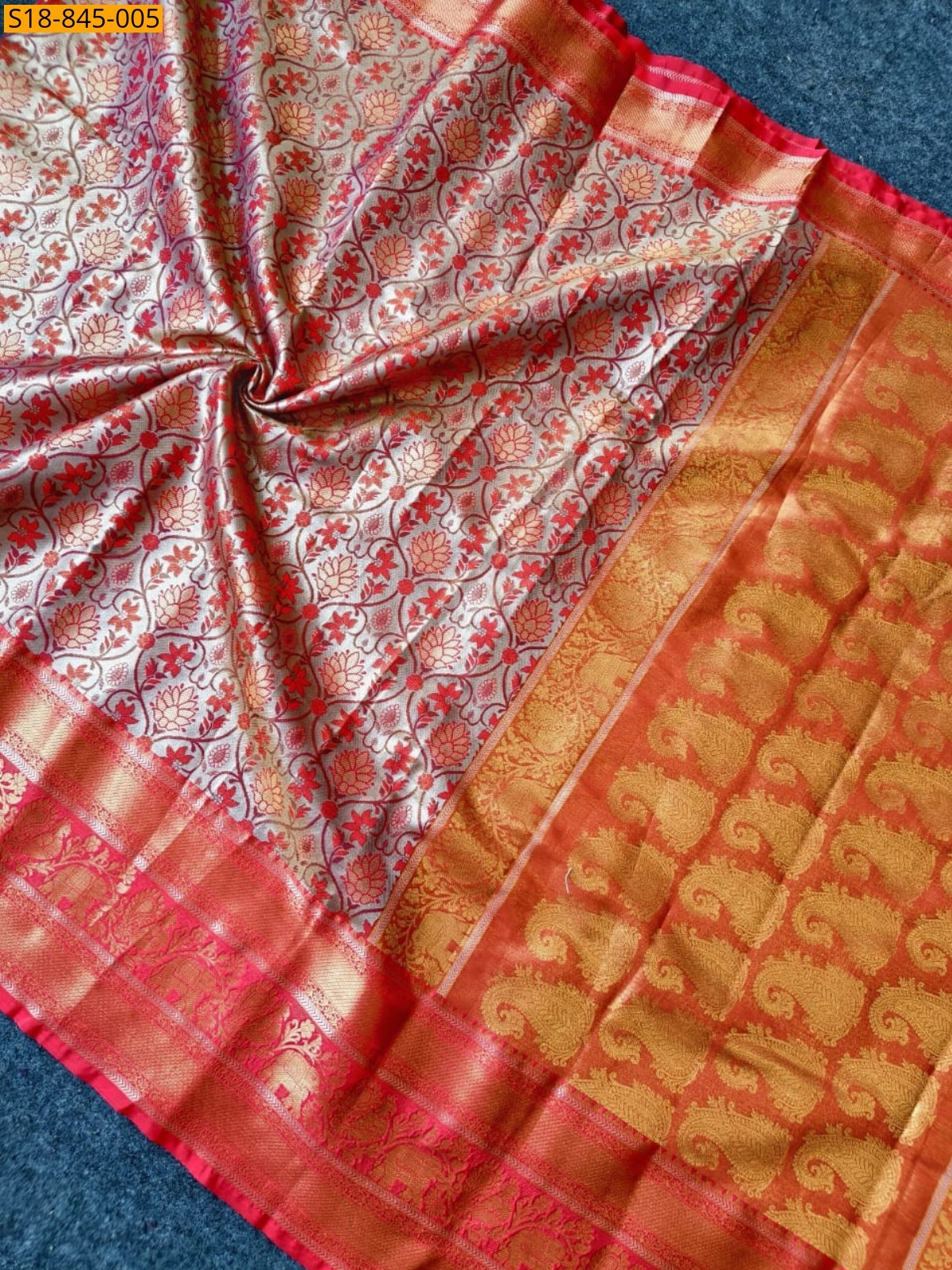 Silver Fancy Kanjivaram Semi Silk Saree