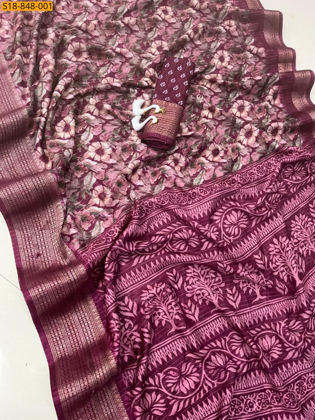 Pink Fancy Rekko Silk Saree