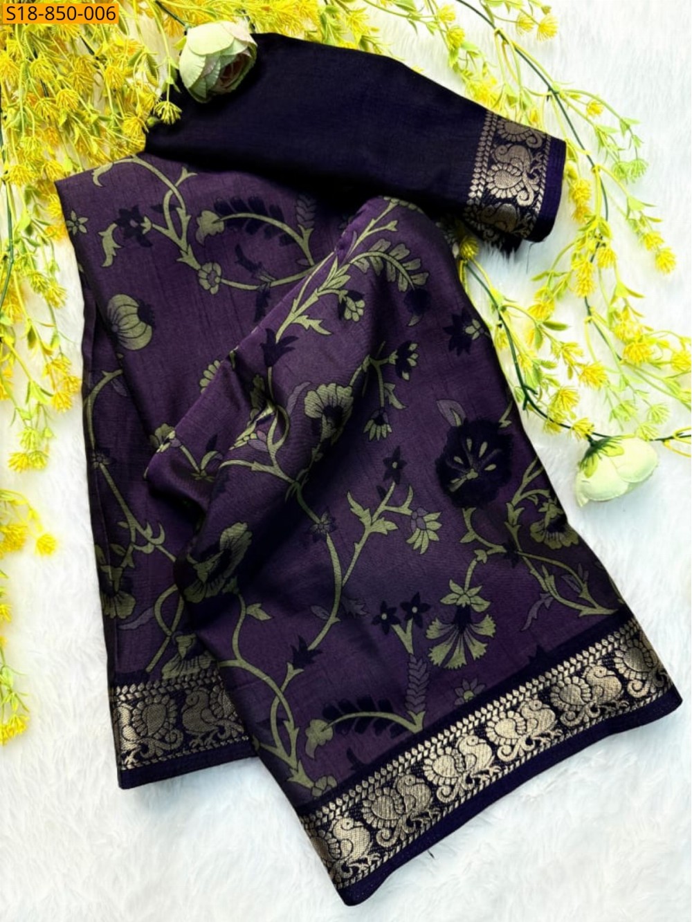 Fancy Soft bleck dola silk saree