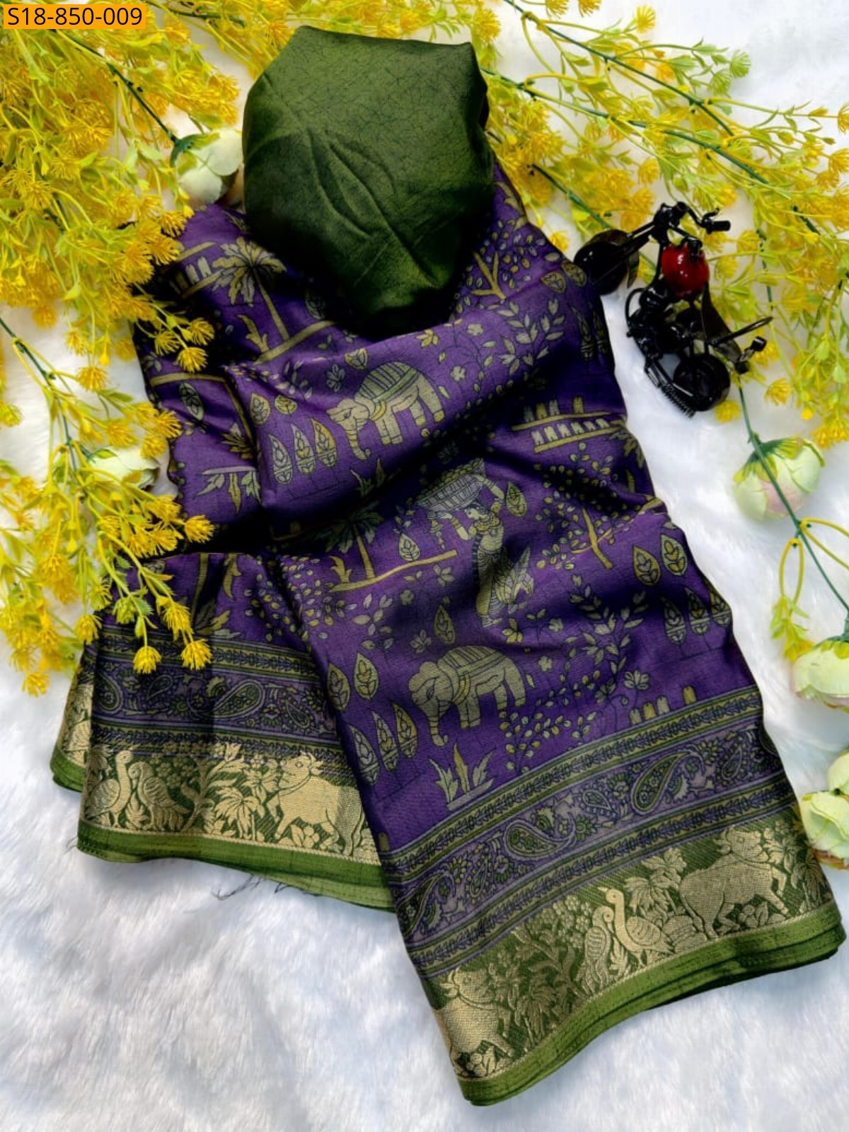 Violet Fancy Soft bleck dola silk saree