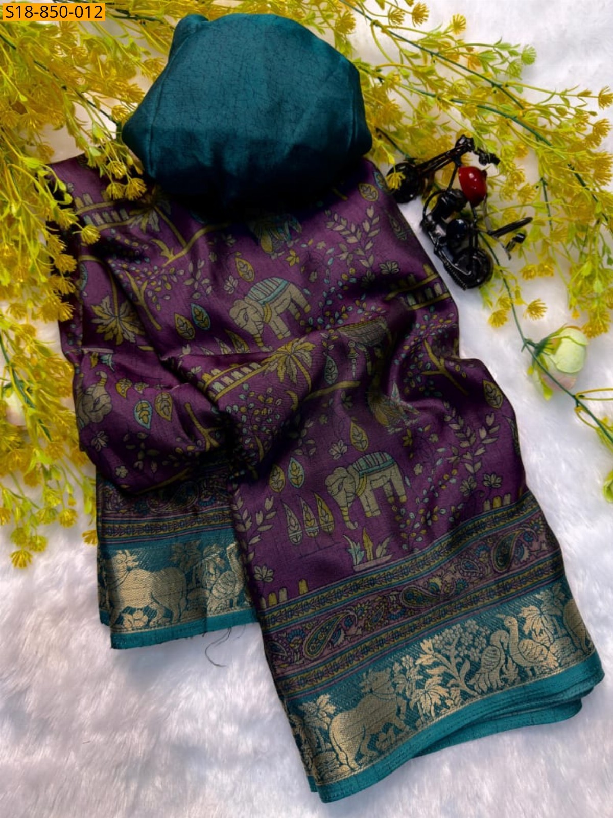 Wine Fancy Soft bleck dola silk saree