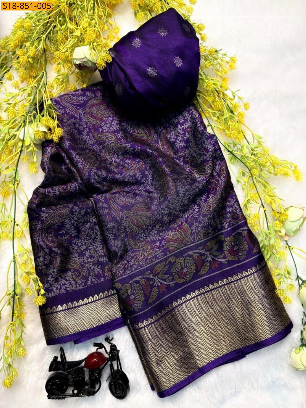 Violet Fancy Soft bleck dola silk saree