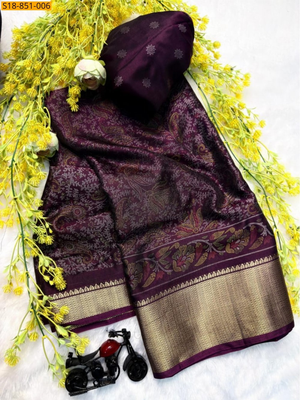 Fancy Soft bleck dola silk saree
