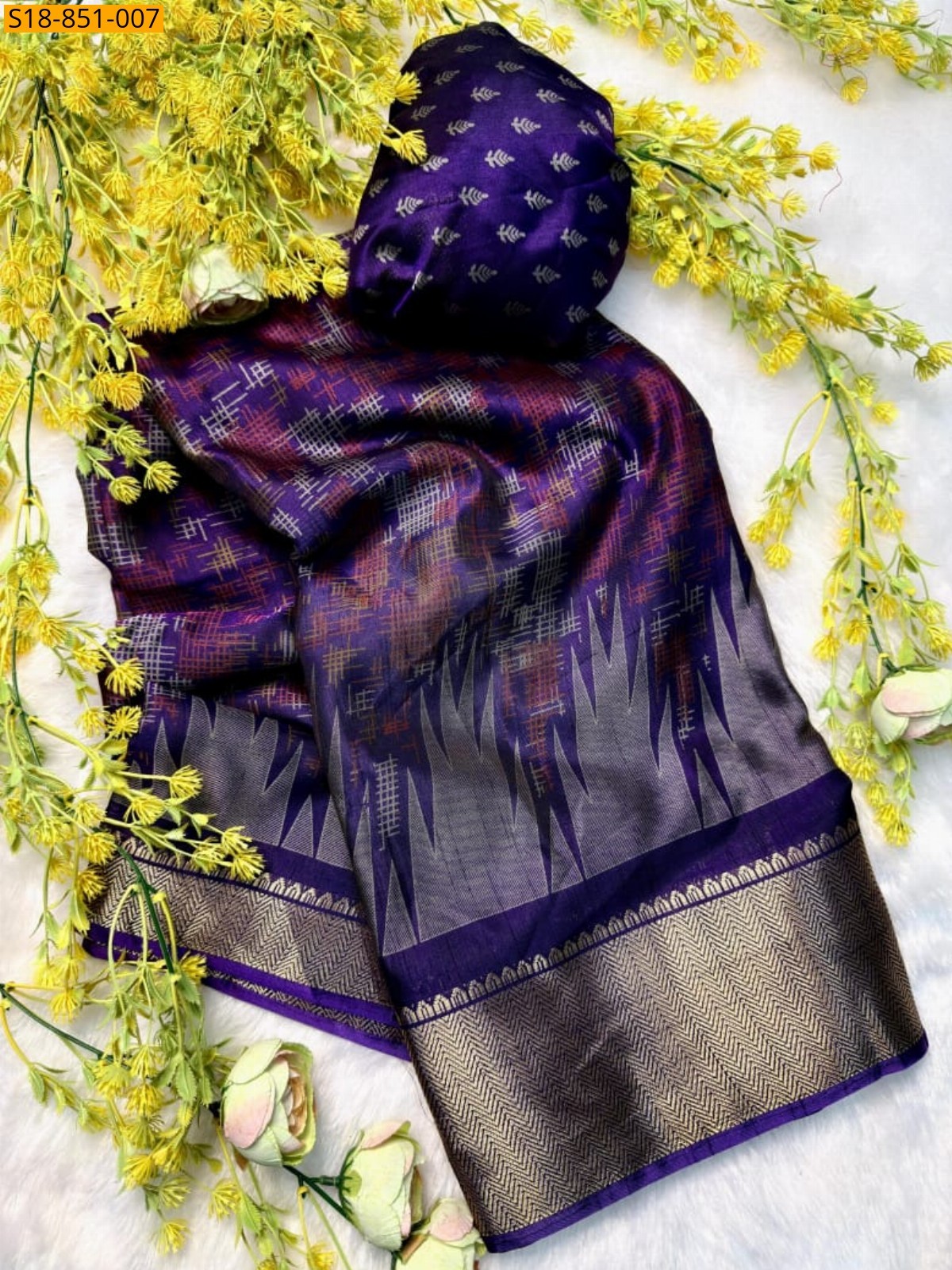 Violet Fancy Soft bleck dola silk saree
