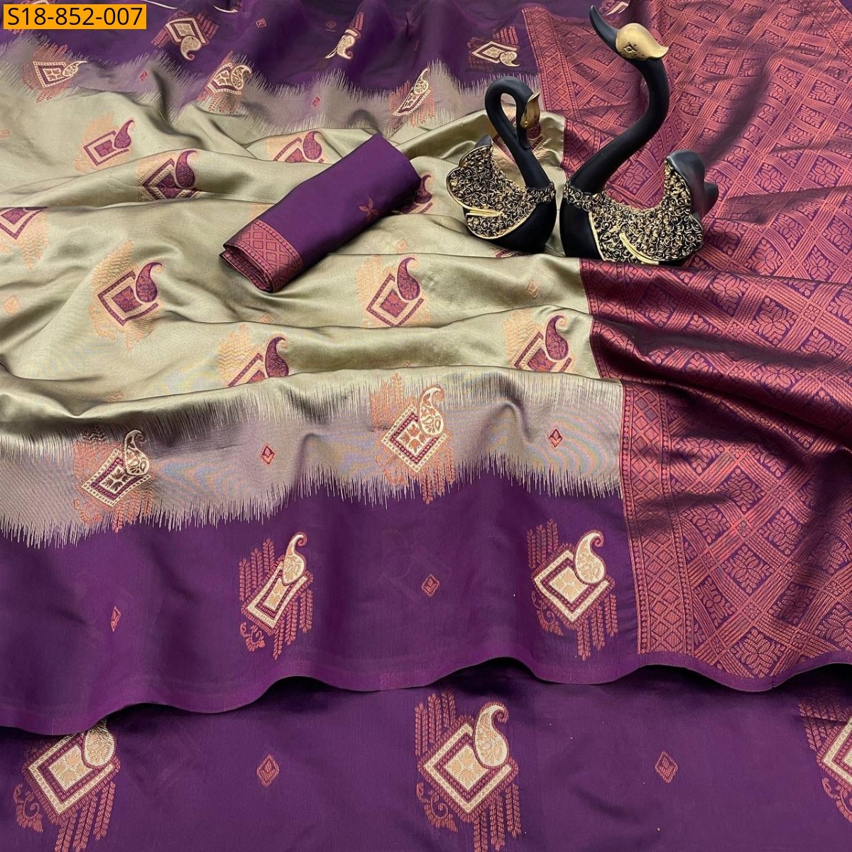 Cream Fancy Kubera Pattu saree