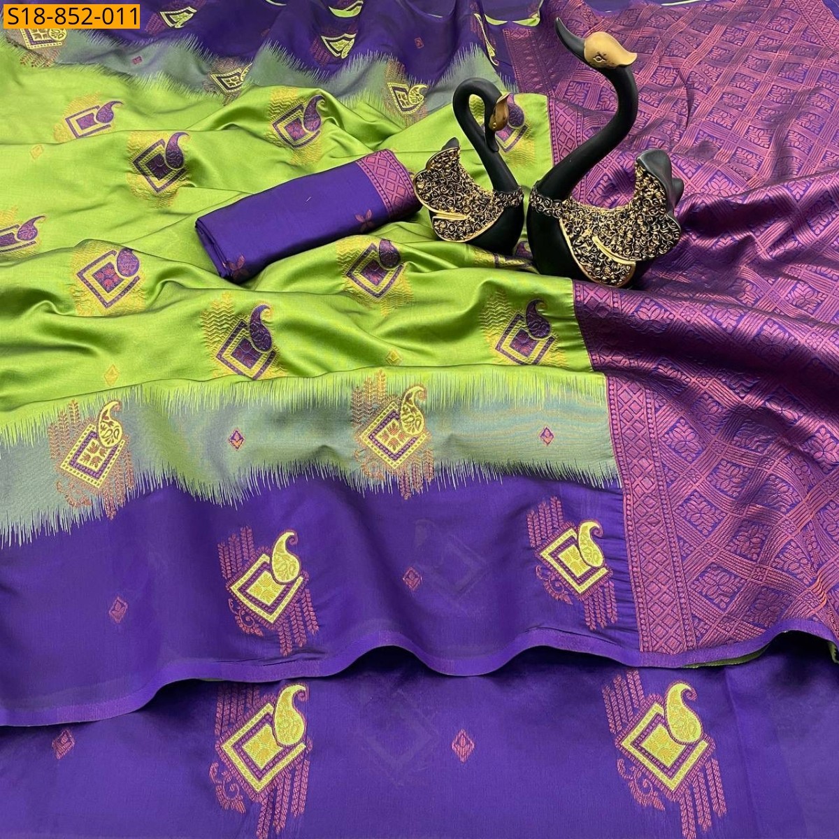Parrot Green Fancy Kubera Pattu saree