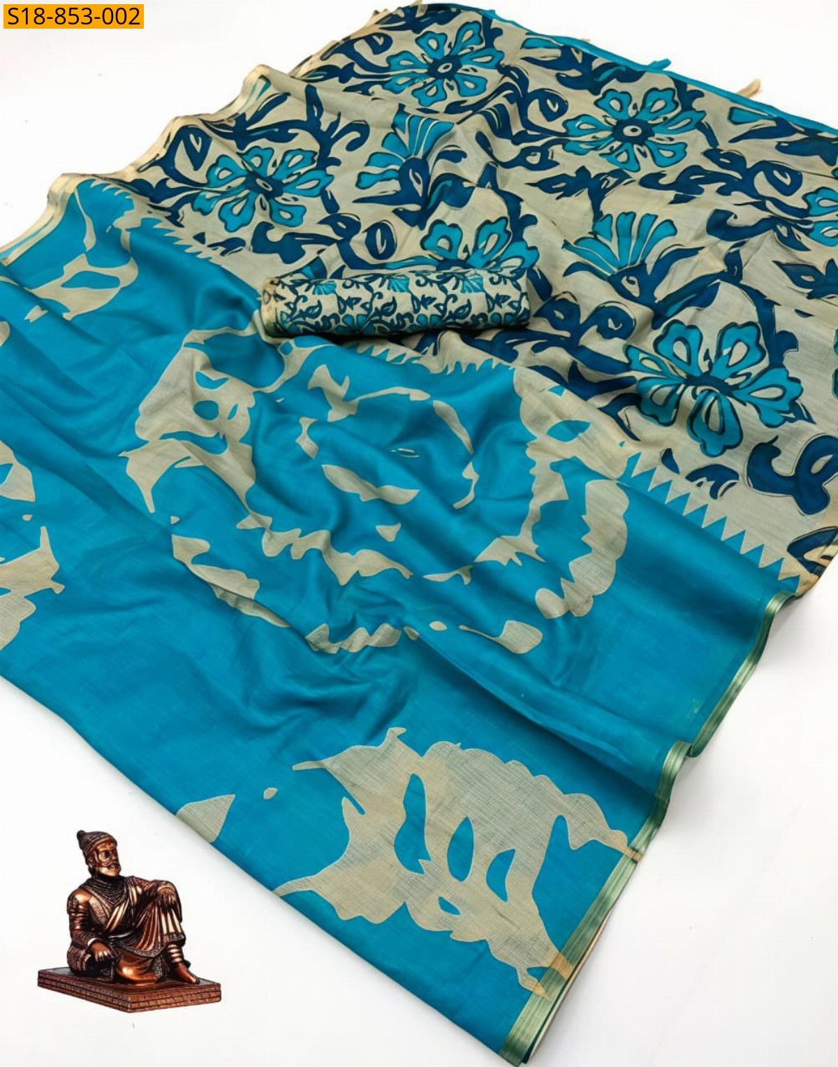 Blue Fancy Chanderi Saree