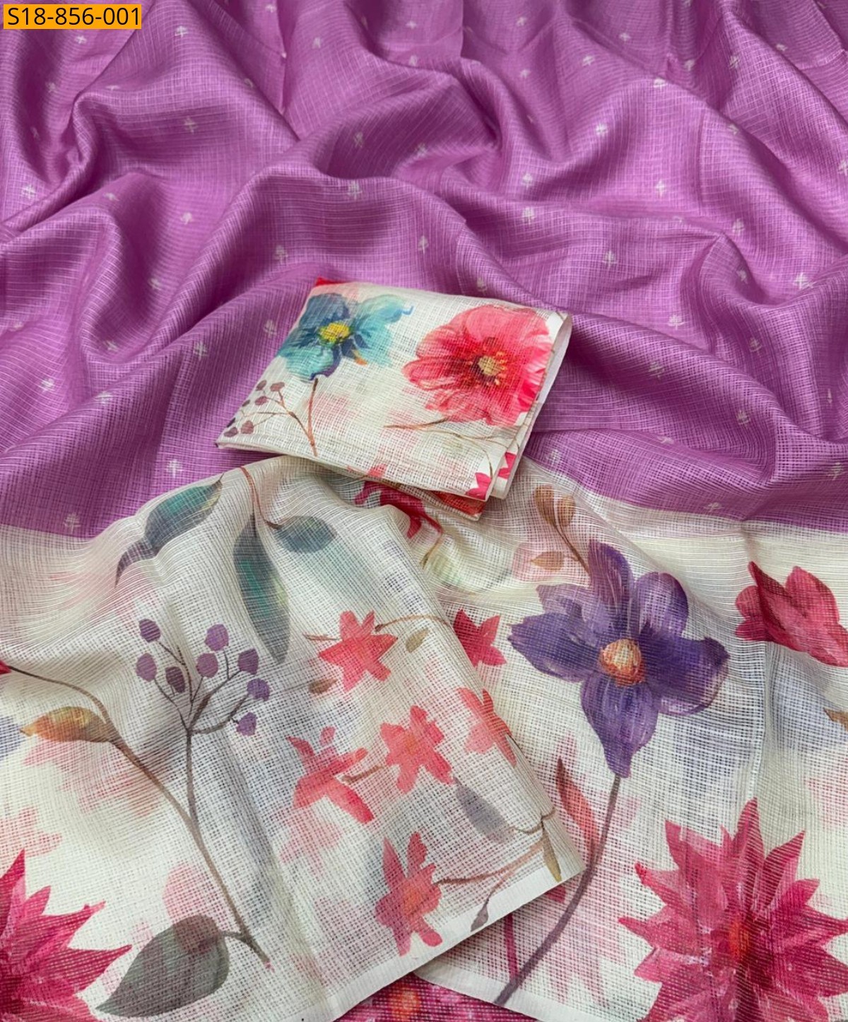 Lavender Fancy  Soft Kota Checks Saree