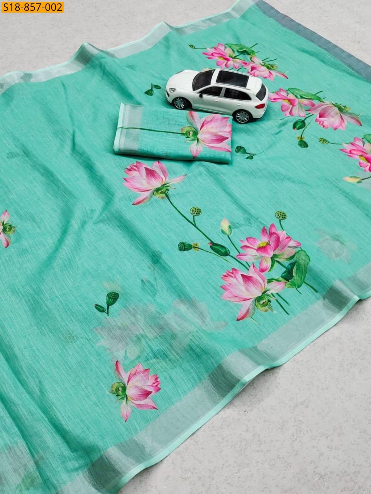 Sea Green Fancy Linen saree