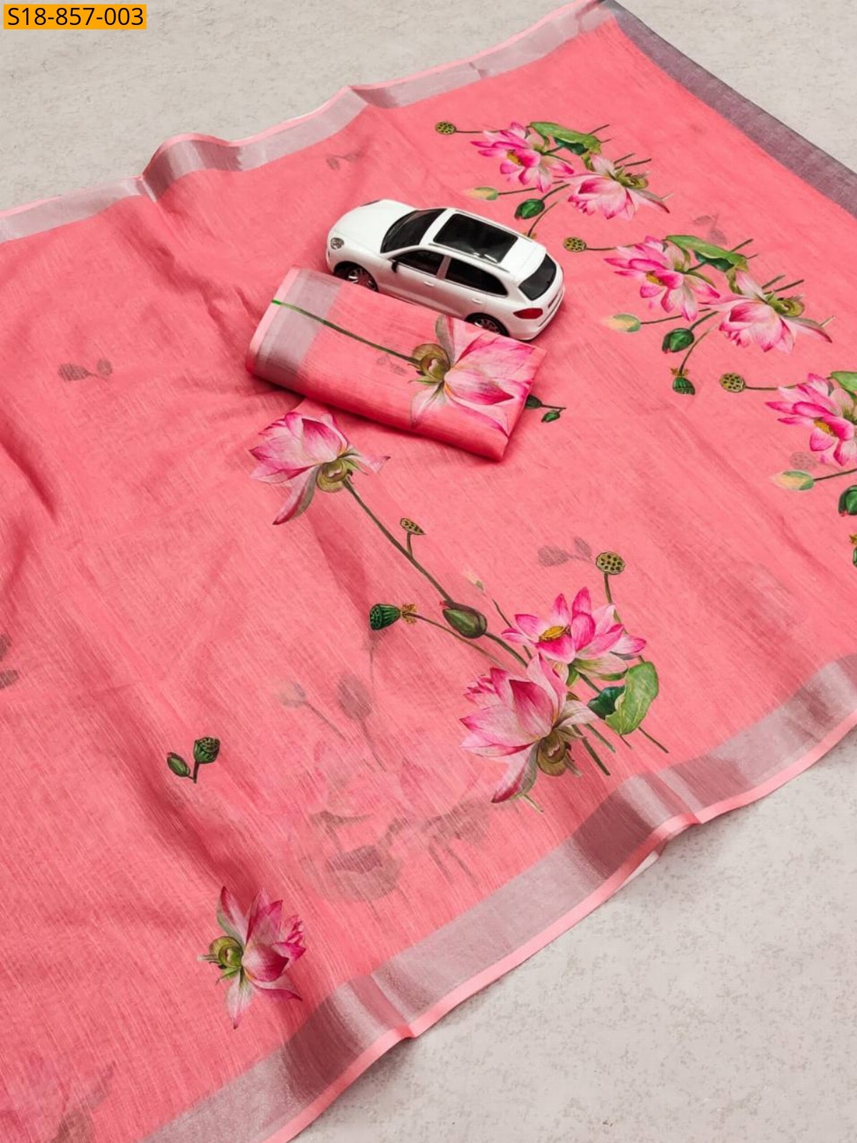 Peach Fancy Linen saree