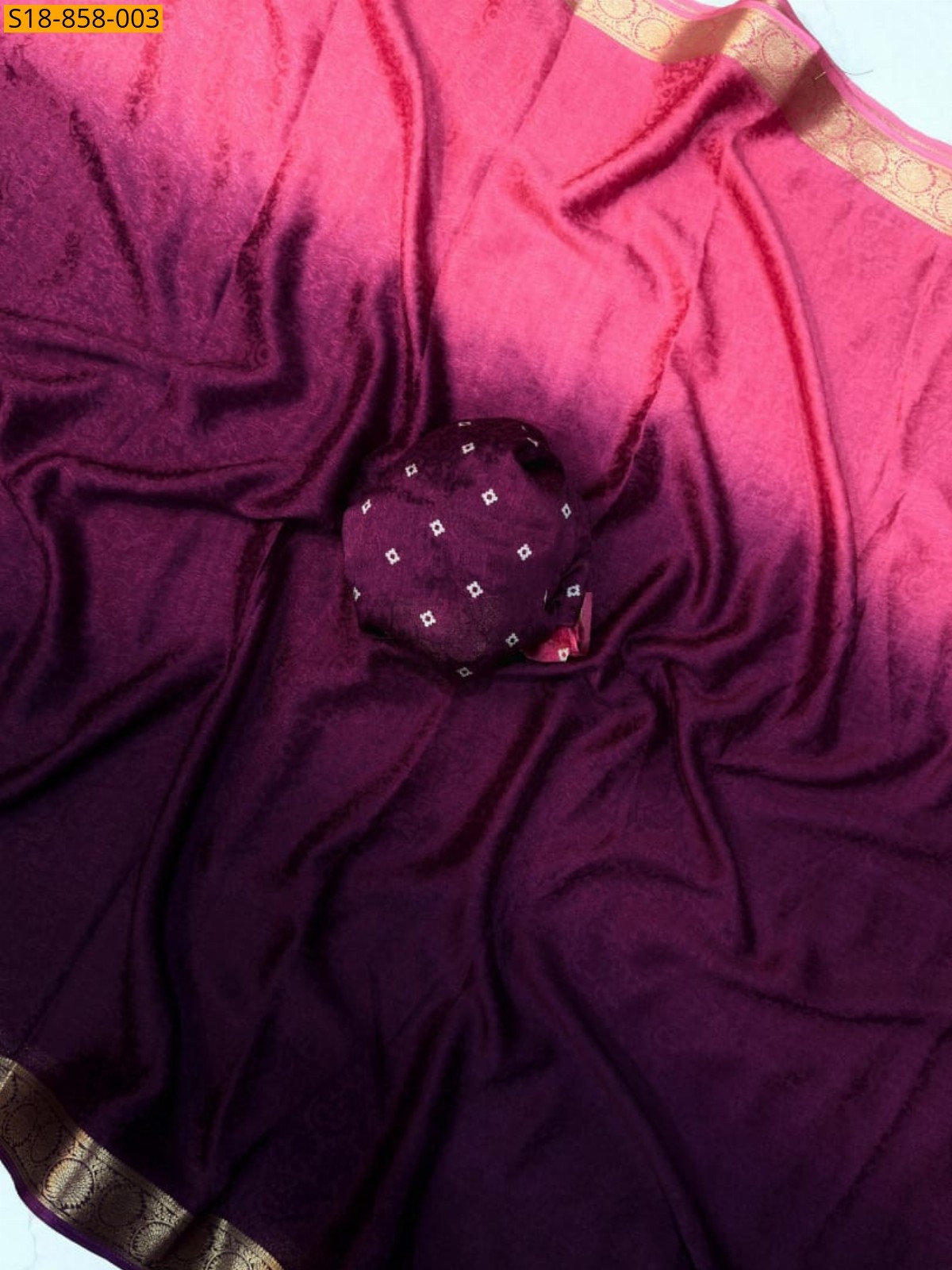 Wine Fancy Chinnon Viscose Silk Saree