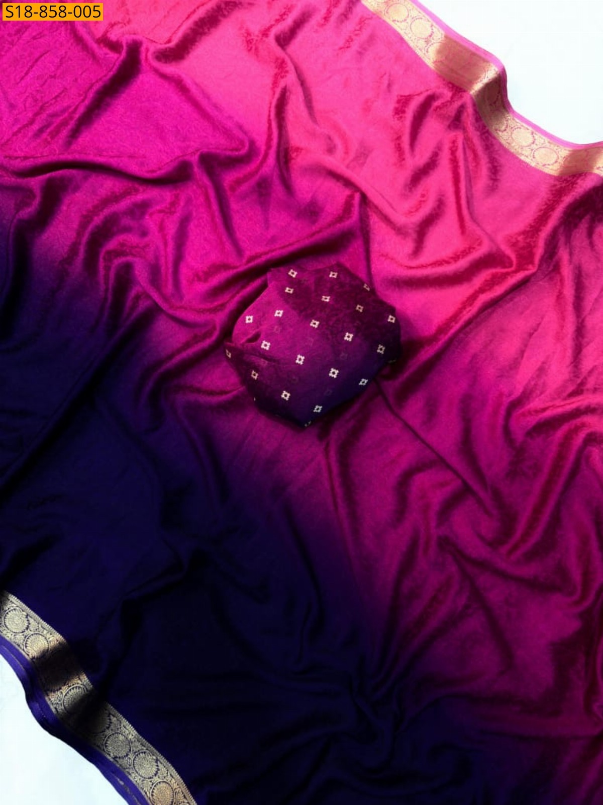 Violet Fancy Chinnon Viscose Silk Saree
