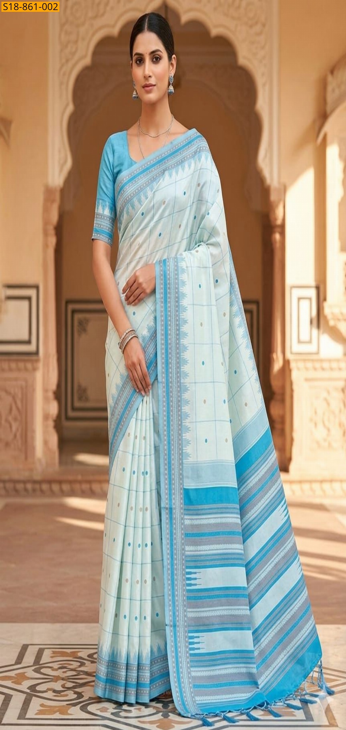 White Fancy Soft Lichi Silk Saree