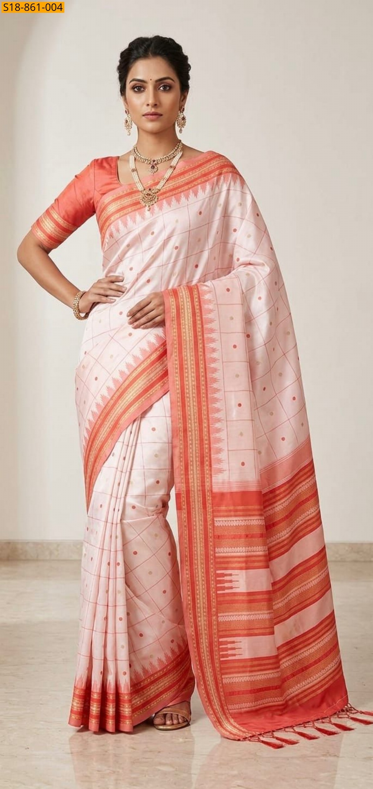 Light pink Fancy Soft Lichi Silk Saree